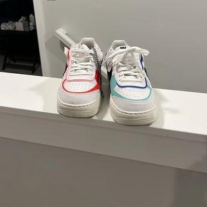 Nike Air Force 1 Low Shadow (White Blue Black) Wmns Size 7.5